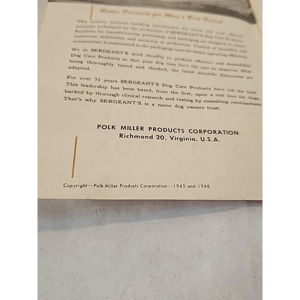Vintage 1940s Small Sergeant's Dog Care &‎ Product Book Great For Junk Journals